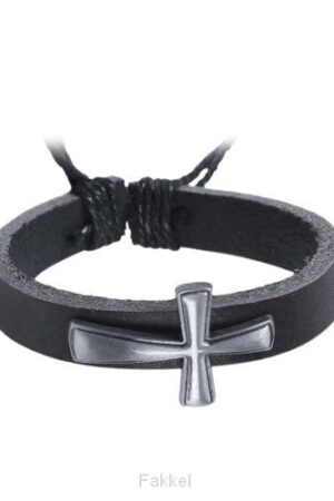 Leather bracelet flared cross