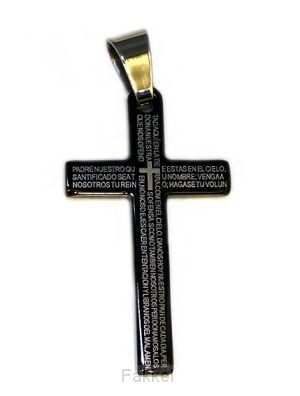 Pendant cross vater unser black inlay