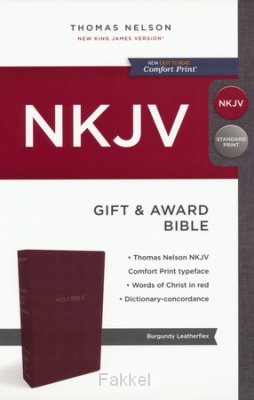 NKJV gift & award bible Burg. leatherfl.