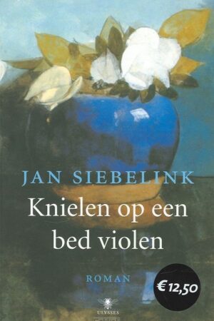 Knielen op een bed violen