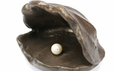 Beeld 714b parel in schelp 11cm brons