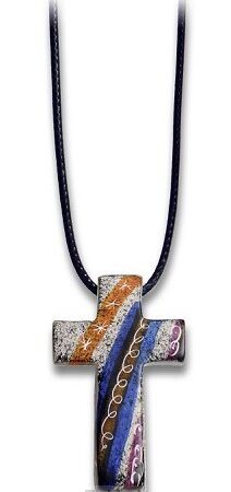 Ketting kruis speksteen blauw