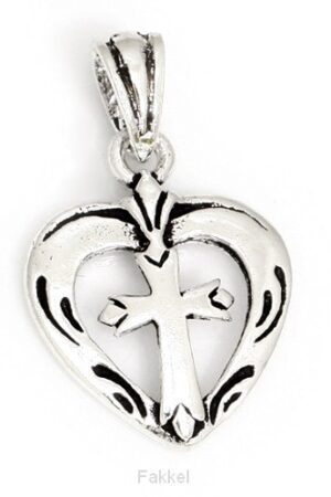 Silver pendant heart cross