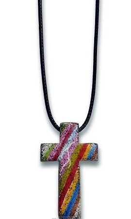 Ketting kruis speksteen roze