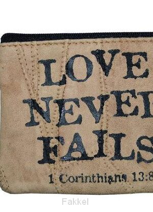Leather coin pouch Love never fails