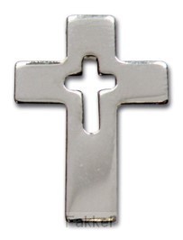 Reverpin open kruis zilverkleur