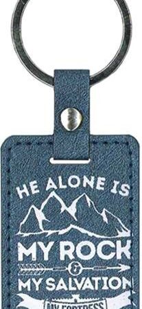 Luxleather keyring He alone is my rock