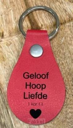 Sleutelhanger rood Geloof Hoop Liefde