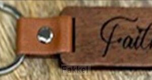 Keyring Wood/Leather Faith