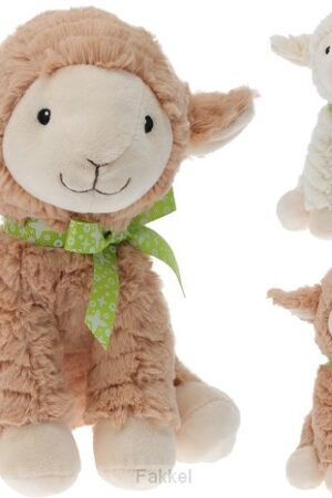 Set of 2 cuddle sheeps brown/white 24cm