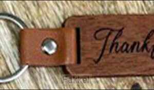 Keyring Wood/Leather Thankful