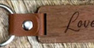 Keyring Wood/Leather Loved