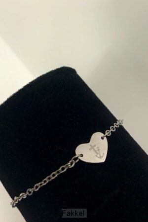 Armband hartje geloof hoop liefde zilver