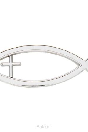 Auto emblem Ichtus Cross Silver