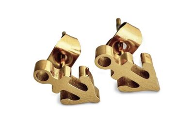Oorbel knopje ankertje goud