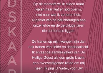 Gebedskaart Bij het overlijden