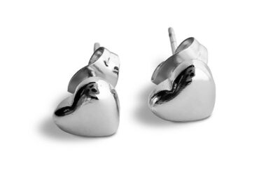 Oorbel knopje hartje zilver