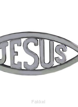 Fish with Jesus- Silver colored