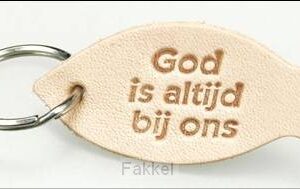 Sleutelhanger leer Vis God is altijd bij