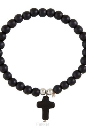 Cross stone bracelet black