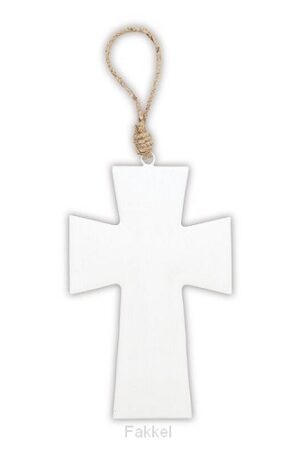 Hanging cross enamel White 5x20,3cm