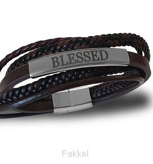 Armband leer blessed bruin 22cm
