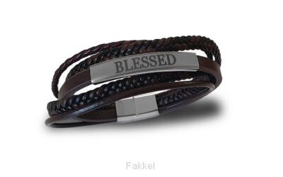 Armband leer blessed bruin 22cm