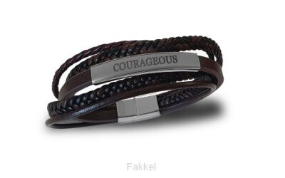 Armband leer courageous bruin 22cm