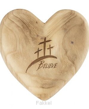 Wooden Heart Tray Crosses Believe