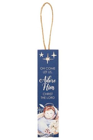 Wood Ornament O come let us adore Him