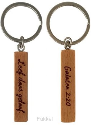Sleutelhanger hout Leef door geloof