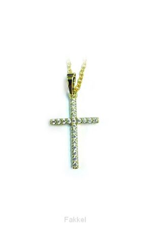 Necklace crystal cross large gold