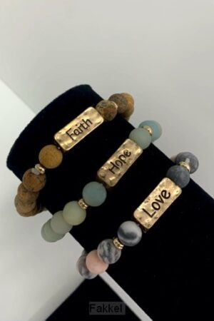 Natuurstenen armband faith hope love