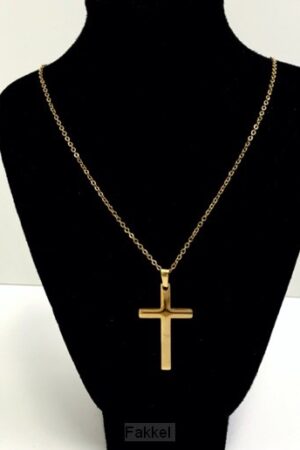 Ketting kruis 4cm goud