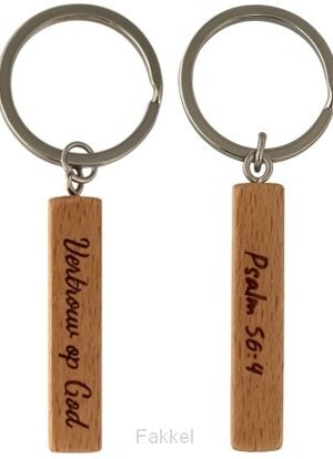 Sleutelhanger hout Vertrouw op God