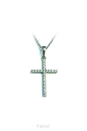 Necklace Crystal cross large silver