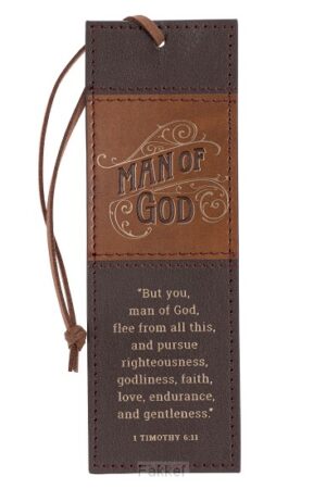 Man of God 1 Tim. 6:11 Bookmark Faux Leather Brown