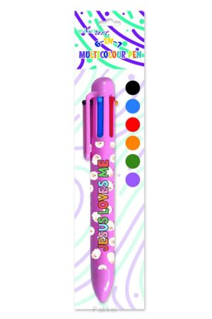 6 in 1 multicolor pen pink Jesus loves m