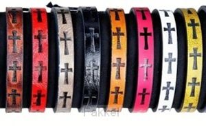 Faux leather bracelet crosses assorted