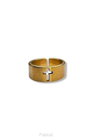 Ring 1 cm kruis goud 13