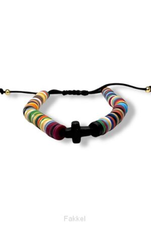 Trekkoord armband gekleurde kralen mix