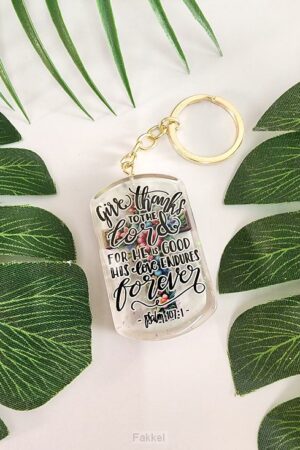 Epoxy resin keyring give thanks to the L