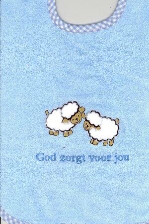 Slab blauw schaapjes God zorgt voor jou