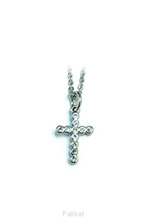 Necklace Crystal Cross small silver