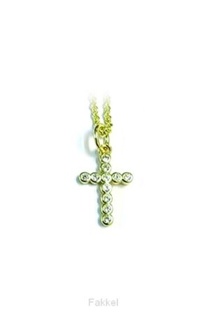 Necklace Crystal Cross small gold