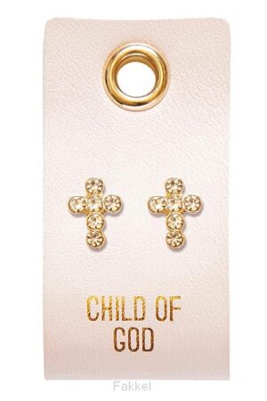 Leather Tag Earring - Rounded cross Rhin