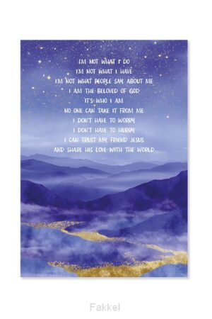 Plexiglas A4 Sterren boven bergen blauw