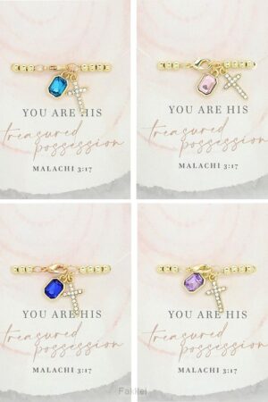 Gem bracelets with cross assorted