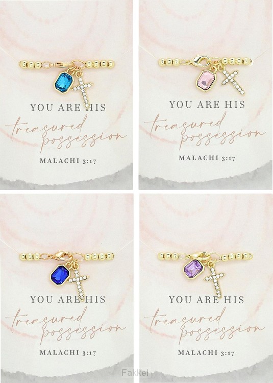 Gem bracelets with cross assorted