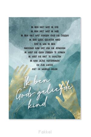 Plexiglas A5 Gods geliefde kind handen